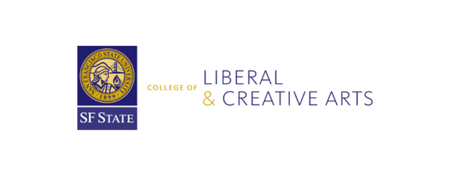 White Background with an SF State seal and purple and gold text that reads College of Liberal & Creative Arts
